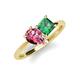 4 - Zoya Pear Shape Pink Tourmaline & Princess Shape Lab Created Alexandrite 2 Stone Duo Ring 