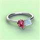 3 - Zoya Pear Shape Pink Tourmaline & Princess Shape Aquamarine 2 Stone Duo Ring 