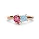 1 - Zoya Pear Shape Pink Tourmaline & Princess Shape Aquamarine 2 Stone Duo Ring 