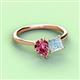 3 - Zoya Pear Shape Pink Tourmaline & Princess Shape Aquamarine 2 Stone Duo Ring 