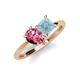 4 - Zoya Pear Shape Pink Tourmaline & Princess Shape Aquamarine 2 Stone Duo Ring 