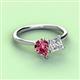 3 - Zoya Pear Shape Pink Tourmaline & Princess Shape GIA Certified Diamond 2 Stone Duo Ring 