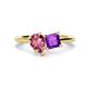 1 - Zoya Pear Shape Pink Tourmaline & Princess Shape Amethyst 2 Stone Duo Ring 