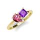4 - Zoya Pear Shape Pink Tourmaline & Princess Shape Amethyst 2 Stone Duo Ring 