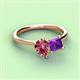 3 - Zoya Pear Shape Pink Tourmaline & Princess Shape Amethyst 2 Stone Duo Ring 