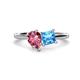 1 - Zoya Pear Shape Pink Tourmaline & Princess Shape Blue Topaz 2 Stone Duo Ring 