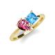 4 - Zoya Pear Shape Pink Tourmaline & Princess Shape Blue Topaz 2 Stone Duo Ring 