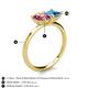 5 - Zoya Pear Shape Pink Tourmaline & Princess Shape Blue Topaz 2 Stone Duo Ring 