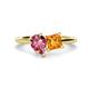 1 - Zoya Pear Shape Pink Tourmaline & Princess Shape Citrine 2 Stone Duo Ring 