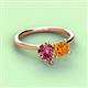 3 - Zoya Pear Shape Pink Tourmaline & Princess Shape Citrine 2 Stone Duo Ring 