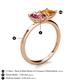 5 - Zoya Pear Shape Pink Tourmaline & Princess Shape Citrine 2 Stone Duo Ring 