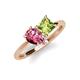 4 - Zoya Pear Shape Pink Tourmaline & Princess Shape Peridot 2 Stone Duo Ring 