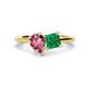 1 - Zoya Pear Shape Pink Tourmaline & Princess Shape Lab Created Emerald 2 Stone Duo Ring 