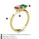 5 - Zoya Pear Shape Pink Tourmaline & Princess Shape Lab Created Emerald 2 Stone Duo Ring 