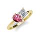 4 - Zoya Pear Shape Pink Tourmaline & Princess Shape Forever One Moissanite 2 Stone Duo Ring 