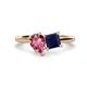 1 - Zoya Pear Shape Pink Tourmaline & Princess Shape Lab Created Blue Sapphire 2 Stone Duo Ring 