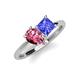 4 - Zoya Pear Shape Pink Tourmaline & Princess Shape Tanzanite 2 Stone Duo Ring 