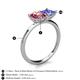 5 - Zoya Pear Shape Pink Tourmaline & Princess Shape Tanzanite 2 Stone Duo Ring 