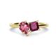 1 - Zoya Pear Shape Pink Tourmaline & Princess Shape Rhodolite Garnet 2 Stone Duo Ring 