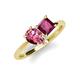 4 - Zoya Pear Shape Pink Tourmaline & Princess Shape Rhodolite Garnet 2 Stone Duo Ring 