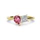 1 - Zoya Pear Shape Pink Tourmaline & Princess Shape Certified Lab Grown Diamond 2 Stone Duo Ring 