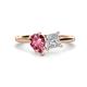 1 - Zoya Pear Shape Pink Tourmaline & Princess Shape Certified Lab Grown Diamond 2 Stone Duo Ring 