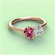 3 - Zoya Pear Shape Pink Tourmaline & Princess Shape Certified Lab Grown Diamond 2 Stone Duo Ring 