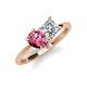 4 - Zoya Pear Shape Pink Tourmaline & Princess Shape Certified Lab Grown Diamond 2 Stone Duo Ring 