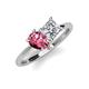 4 - Zoya Pear Shape Pink Tourmaline & Princess Shape Certified Lab Grown Diamond 2 Stone Duo Ring 
