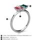 5 - Zoya Pear Shape Pink Tourmaline & Princess Shape London Blue Topaz 2 Stone Duo Ring 