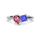 1 - Zoya Pear Shape Pink Tourmaline & Princess Shape Tanzanite 2 Stone Duo Ring 