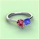 3 - Zoya Pear Shape Pink Tourmaline & Princess Shape Tanzanite 2 Stone Duo Ring 