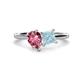 1 - Zoya Pear Shape Pink Tourmaline & Princess Shape Aquamarine 2 Stone Duo Ring 