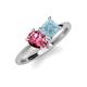 4 - Zoya Pear Shape Pink Tourmaline & Princess Shape Aquamarine 2 Stone Duo Ring 