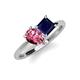 4 - Zoya Pear Shape Pink Tourmaline & Princess Shape Lab Created Blue Sapphire 2 Stone Duo Ring 
