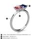 5 - Zoya Pear Shape Pink Tourmaline & Princess Shape Lab Created Blue Sapphire 2 Stone Duo Ring 