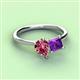 3 - Zoya Pear Shape Pink Tourmaline & Princess Shape Amethyst 2 Stone Duo Ring 