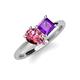 4 - Zoya Pear Shape Pink Tourmaline & Princess Shape Amethyst 2 Stone Duo Ring 