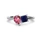 1 - Zoya Pear Shape Pink Tourmaline & Princess Shape Lab Created Blue Sapphire 2 Stone Duo Ring 