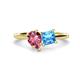1 - Zoya Pear Shape Pink Tourmaline & Princess Shape Blue Topaz 2 Stone Duo Ring 
