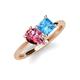 4 - Zoya Pear Shape Pink Tourmaline & Princess Shape Blue Topaz 2 Stone Duo Ring 