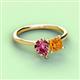 3 - Zoya Pear Shape Pink Tourmaline & Princess Shape Citrine 2 Stone Duo Ring 