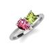 4 - Zoya Pear Shape Pink Tourmaline & Princess Shape Peridot 2 Stone Duo Ring 