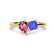 1 - Zoya Pear Shape Pink Tourmaline & Princess Shape Tanzanite 2 Stone Duo Ring 