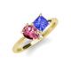 4 - Zoya Pear Shape Pink Tourmaline & Princess Shape Tanzanite 2 Stone Duo Ring 