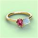 3 - Zoya Pear Shape Pink Tourmaline & Princess Shape Aquamarine 2 Stone Duo Ring 