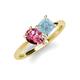 4 - Zoya Pear Shape Pink Tourmaline & Princess Shape Aquamarine 2 Stone Duo Ring 