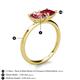 5 - Zoya Pear Shape Pink Tourmaline & Princess Shape Lab Created Ruby 2 Stone Duo Ring 