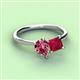 3 - Zoya Pear Shape Pink Tourmaline & Princess Shape Lab Created Ruby 2 Stone Duo Ring 