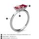 5 - Zoya Pear Shape Pink Tourmaline & Princess Shape Lab Created Ruby 2 Stone Duo Ring 